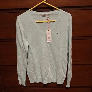 Vineyard Vines Women's Soft Blue V-Neck Sweater